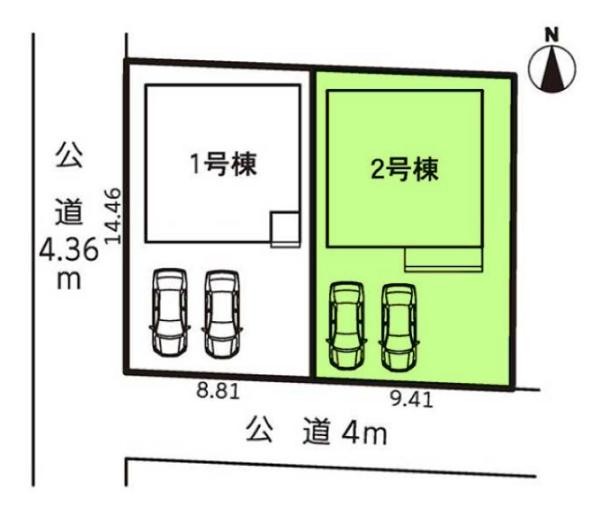 豊橋市高師町59-2期　2号棟の全体区画図画像
