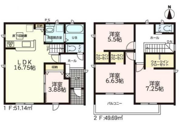 豊橋市高師町59-2期 1号棟の間取り画像
