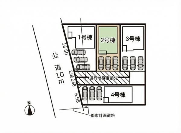 豊橋市曙町字松並　2号棟の全体区画図画像