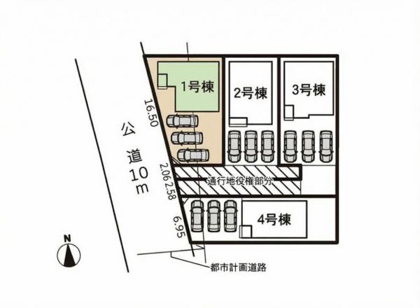豊橋市曙町字松並　1号棟の全体区画図画像