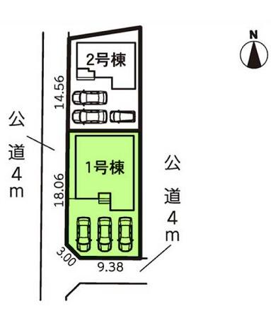 豊川伊奈町佐脇原第2期　1号棟の全体区画図画像