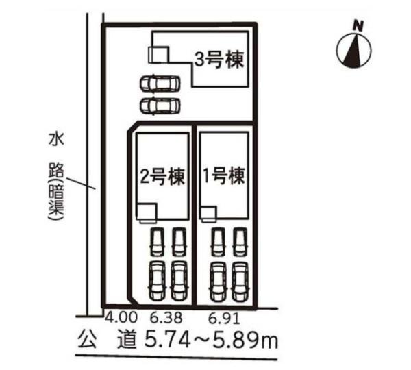 豊橋市草間町59期 2号棟の全体区画図画像