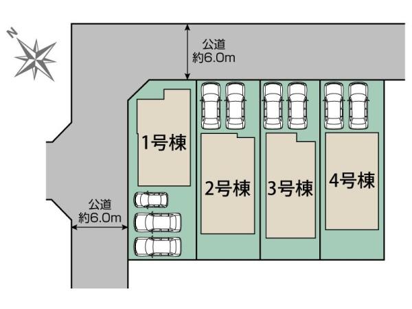 豊橋市佐藤4丁目 2号棟の全体区画図画像