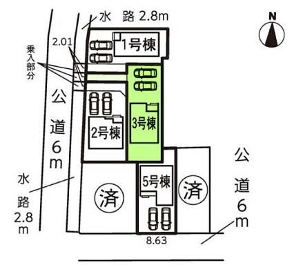豊橋市馬見塚町59期　3号棟の全体区画図画像