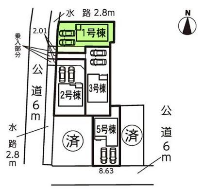 豊橋市馬見塚町59期　1号棟の全体区画図画像