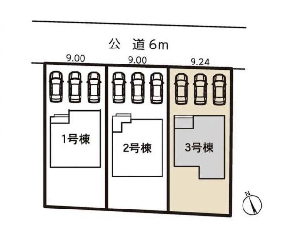 豊橋市牛川町第5　3号棟の区画図画像