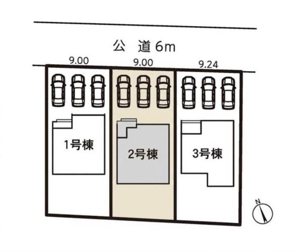 豊橋市牛川町第5　2号棟の区画図画像