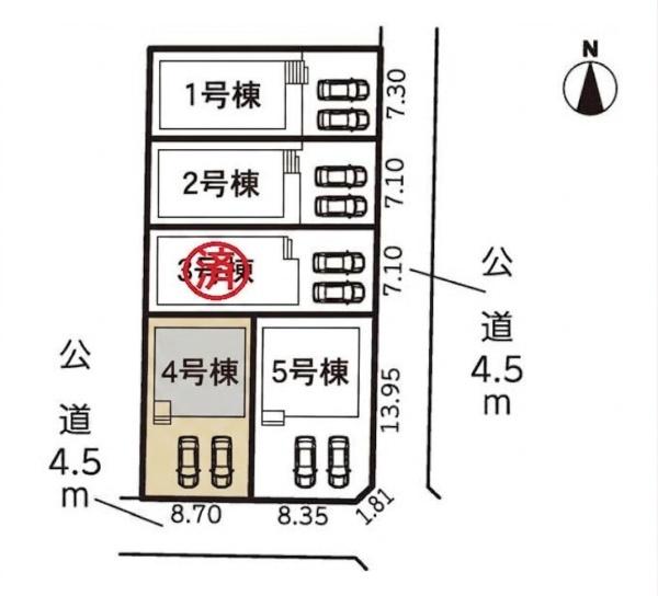 豊橋市芦原町58-2期 4号棟の全体区画図画像
