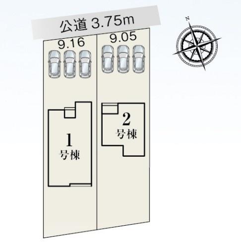 豊橋市日色野町第1期 2号棟の全体区画図画像