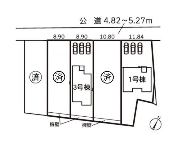 豊川市御津町第1期　3号棟の全体区画図画像