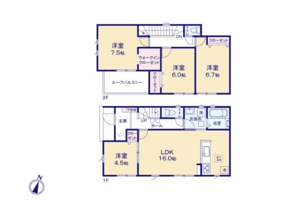豊川国府町第1期 1号棟の間取り画像