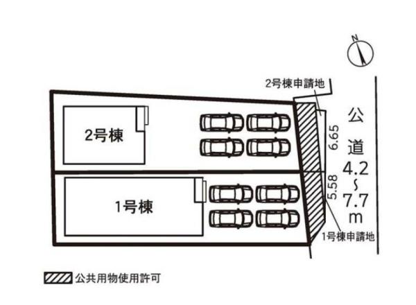 豊川市御津町大草59期　1号棟の全体区画図画像