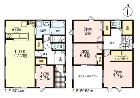 豊橋市多米中町2丁目59期　2号棟の間取り画像