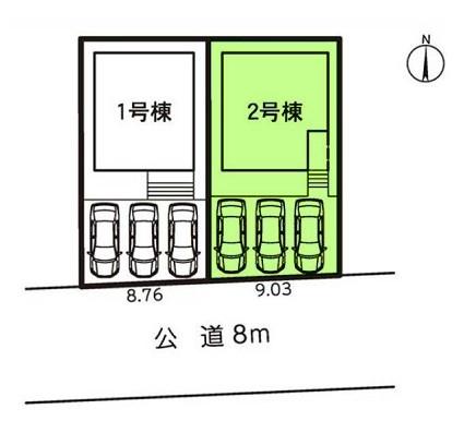 豊橋市多米中町2丁目59期　2号棟の全体区画図画像
