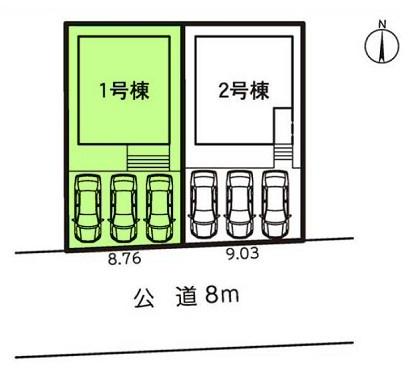 豊橋市多米中町2丁目59期 1号棟の全体区画図画像