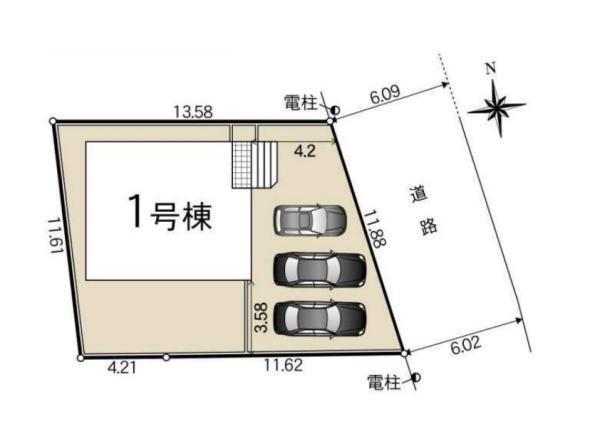 豊橋市牛川町第9 1号棟の区画図画像