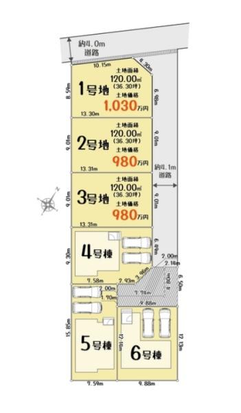 豊川御津町御馬　6号棟の全体区画図画像