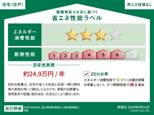 豊川御津町御馬 5号棟の省エネ性能ラベル画像