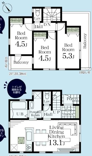 調布市染地１丁目の新築一戸建の間取り画像