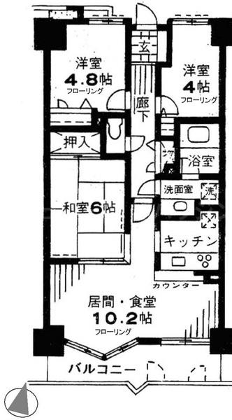 調布市国領町1丁目のマンションの間取り画像