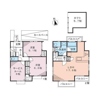 調布市菊野台2丁目貸家の間取り画像