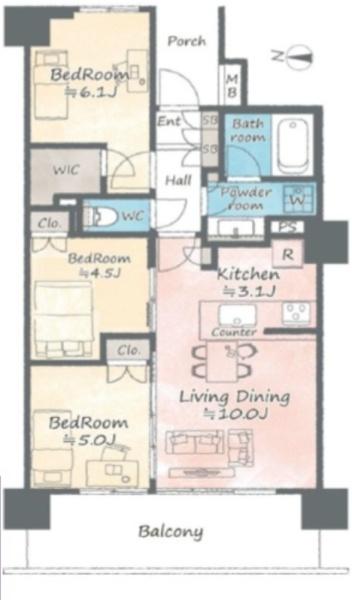 シティータワー金町タワー棟の間取り画像