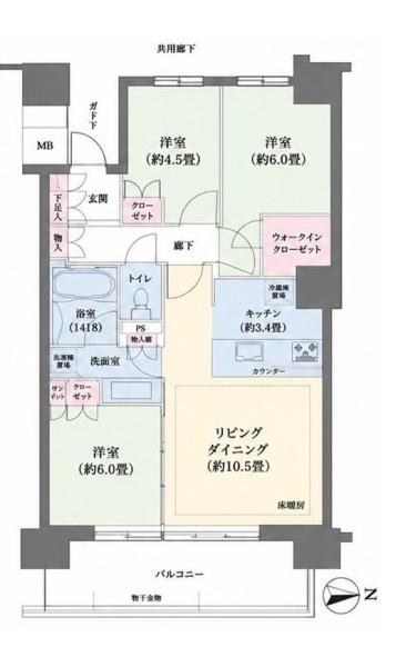 シティタワー金町 タワー棟の間取り画像
