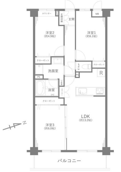 藤和ライブタウン松戸新八柱3の間取り画像
