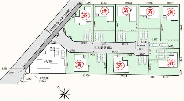 グラファーレ　富里市　七栄　６期　９号棟の全体区画図画像