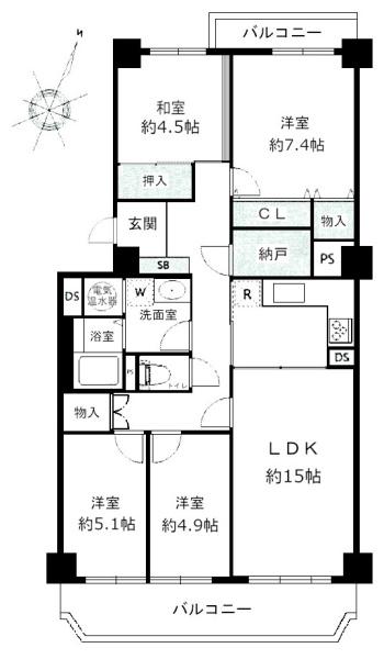 布佐平和台駅前マンションウイングB棟の間取り画像