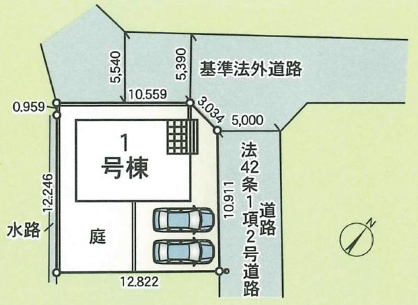クレイドルガーデン　八街市　文違　第２　全１棟　１号棟の区画図画像