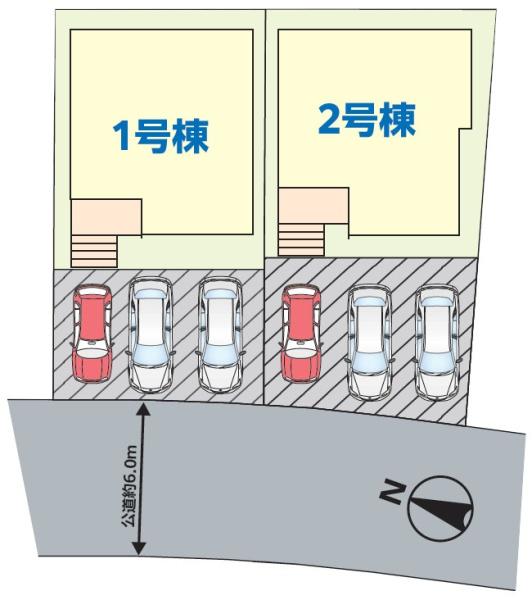 成田市　加良部　２（４丁目）　全２棟　２号棟の区画図画像