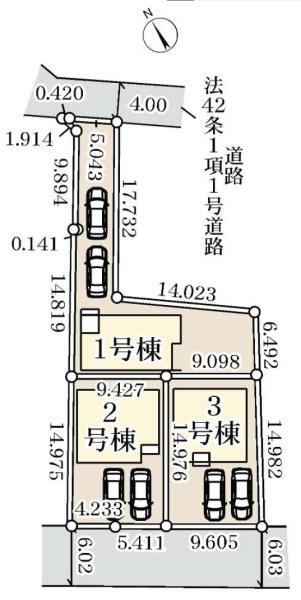 千葉市緑区あすみが丘１丁目　全３棟　３号棟の全体区画図画像