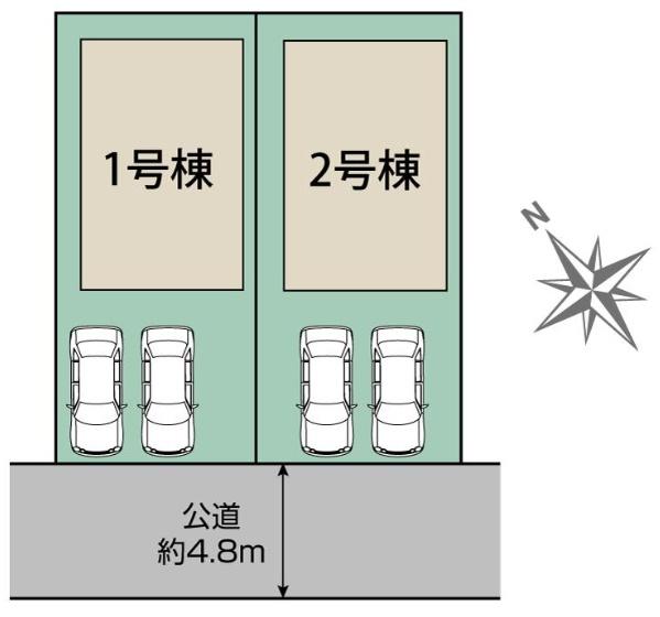 四街道市　旭ケ丘　４丁目　全２棟　１号棟の区画図画像