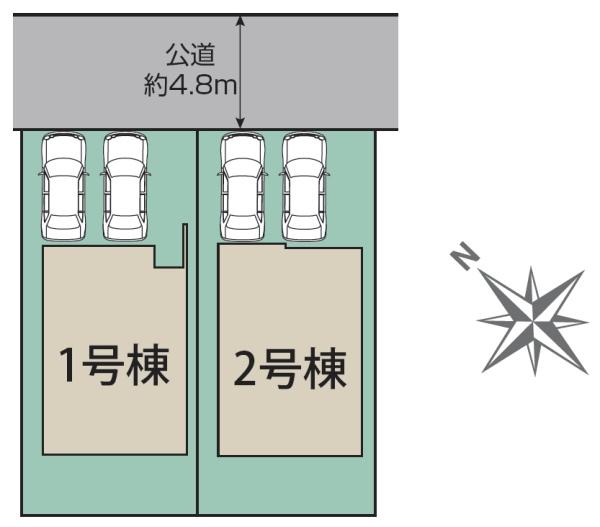 四街道市　旭ケ丘４丁目　全２棟　２期　１号棟の区画図画像