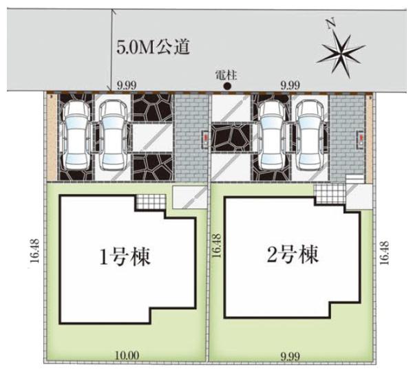 グラファーレ　四街道市旭ヶ丘９期全２棟２号棟の区画図画像