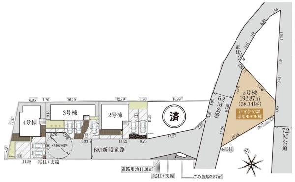 グラファーレ　四街道市内黒田２期全５棟２号棟の区画図画像