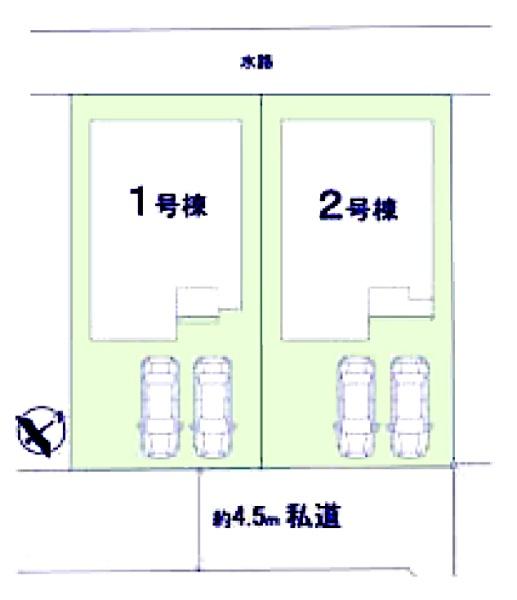 四街道市　栗山　３期　全２棟　１号棟の区画図画像