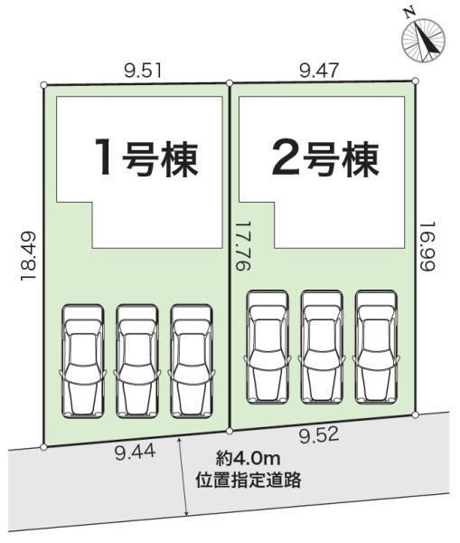 グラファーレ　四街道市　和良比　９期　２棟　２号棟の全体区画図画像