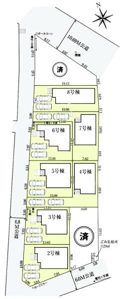 グラファーレ　佐倉市大蛇町１１期・全９棟・８号棟の全体区画図画像
