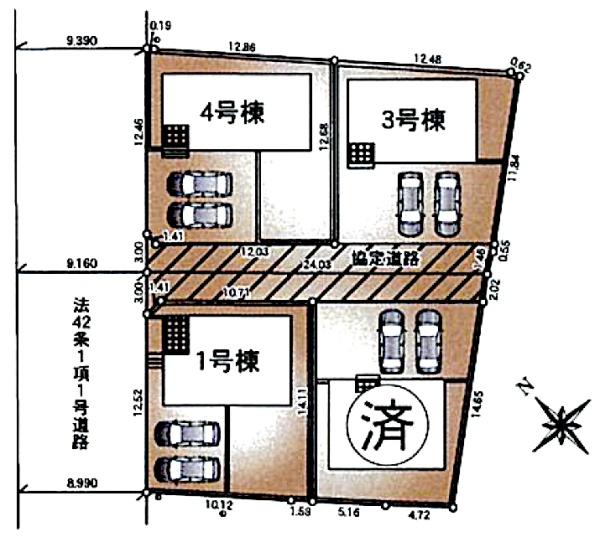山武市松尾町大堤第２・全４棟・４号棟の全体区画図画像