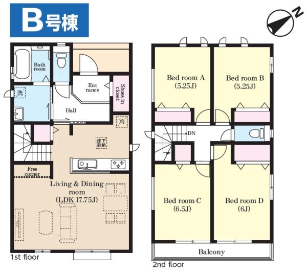 成田市　美郷台　全５棟　Ｂ号棟の間取り画像
