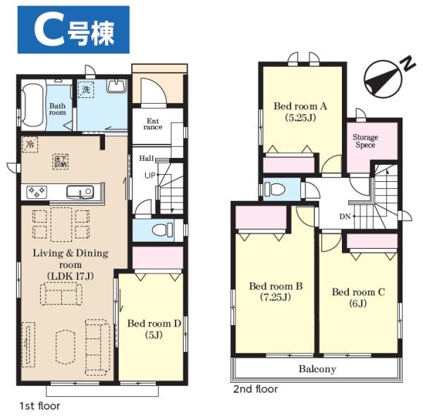 成田市　美郷台　全５棟　Ｃ号棟の間取り画像