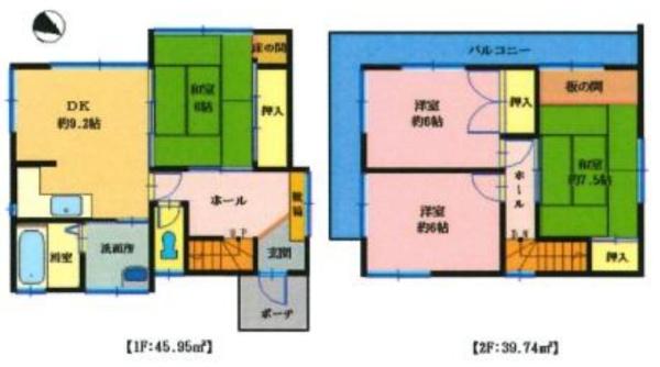 八街市八街ろの中古一戸建の間取り画像