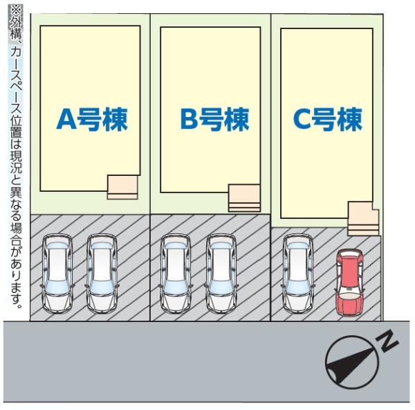 成田市　大袋（おおぶくろ）全３棟　B号棟の全体区画図画像