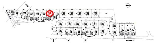 富里市　七栄　第３１　全１４棟　４号棟の全体区画図画像