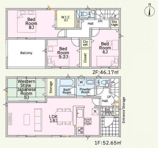 富里市　七栄　第３１　全１４棟　２７号棟の間取り画像
