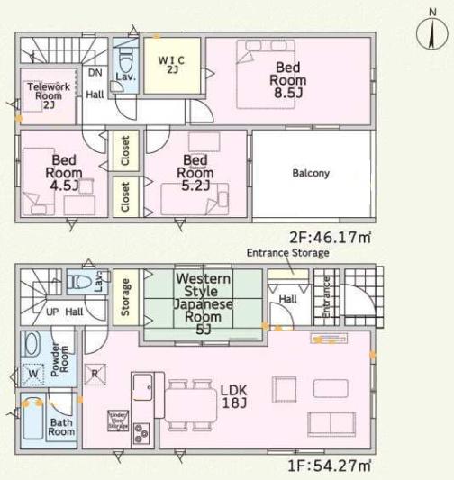 富里市　七栄　第３１　全１４棟　２８号棟の間取り画像