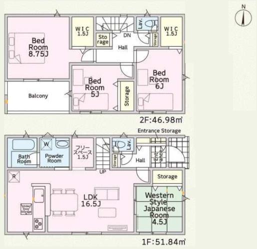 富里市　七栄　第３１　全１４棟　２９号棟の間取り画像