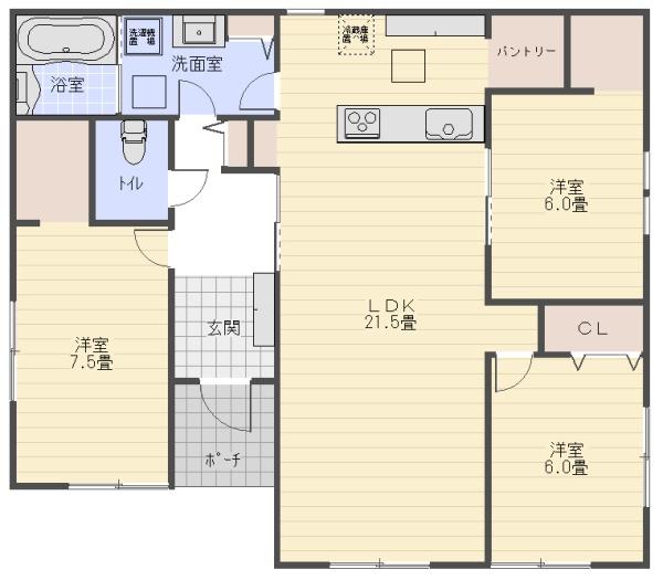 リナージュ　八街市八街に01期　全１棟　１号棟の間取り画像